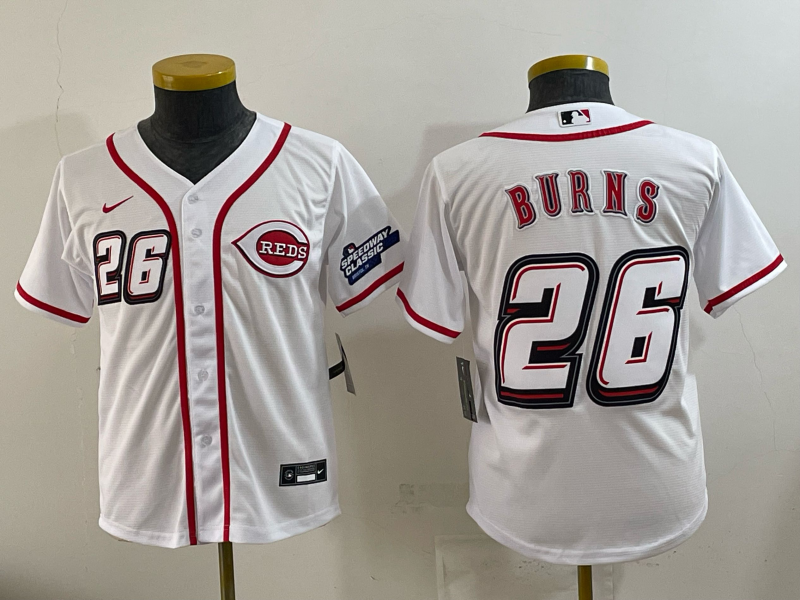 Youth Cincinnati Reds #26 Durns white Nike MLB 2025 Jersey 01->youth mlb jersey->Youth Jersey